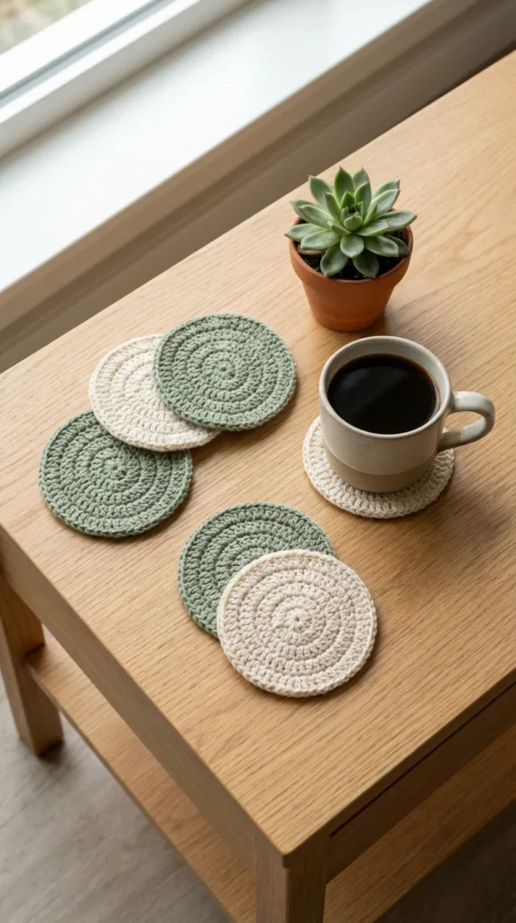 Crochet coaster set styling