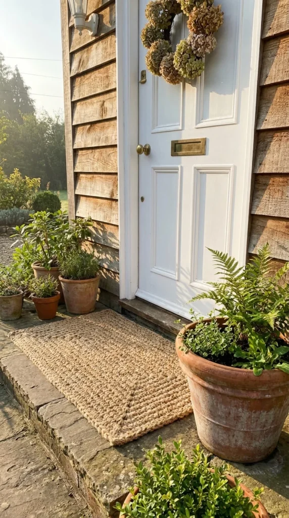 Crochet doormat entryway decor