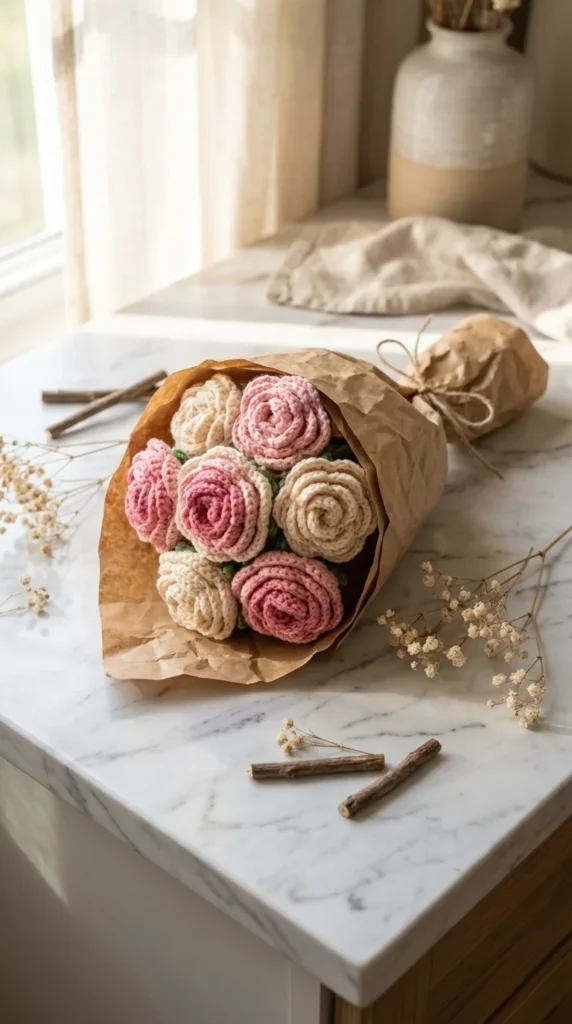Crochet flower bouquet gift for her