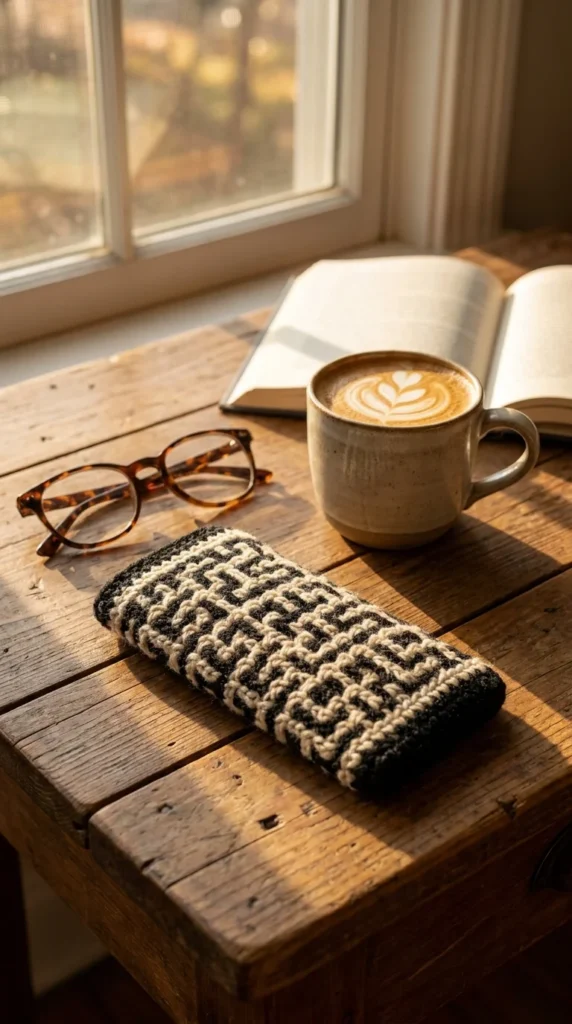 Crochet glasses case mosaic
