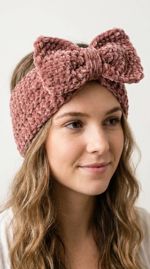 Crochet headband bow handmade