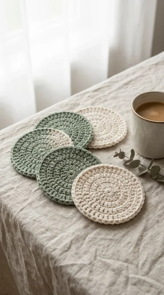 Crochet home décor coasters
