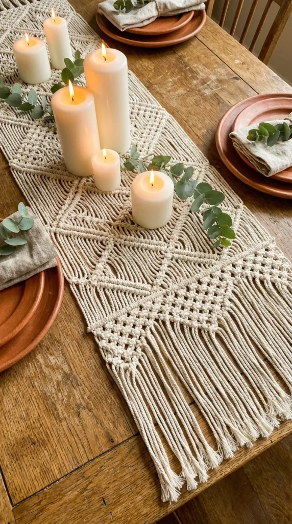 Crochet home decor table runner boho