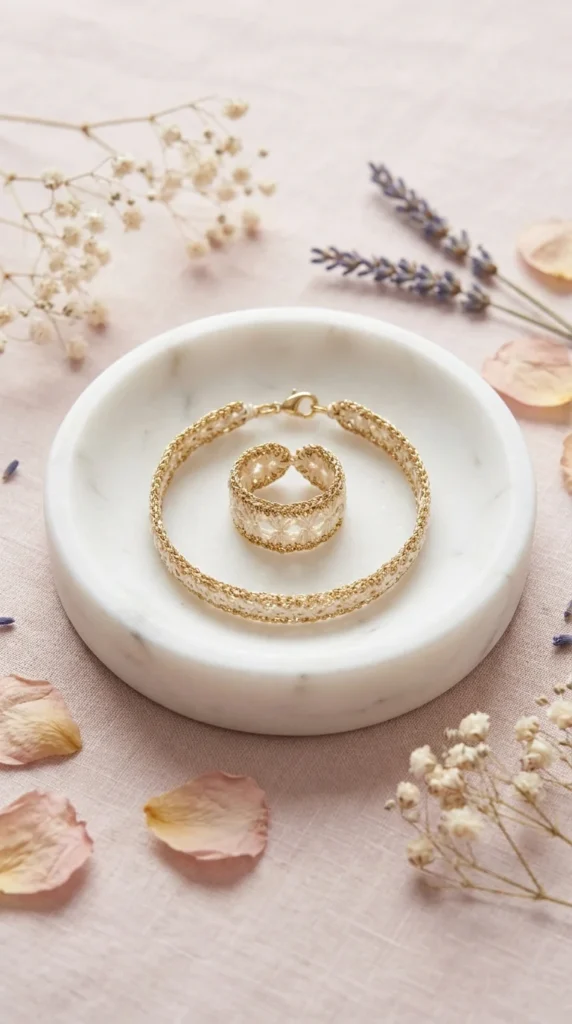 Crochet jewelry ring bracelet