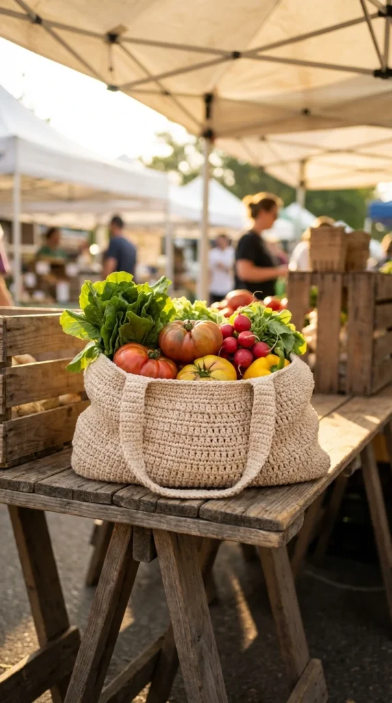 Crochet market bag reusable eco