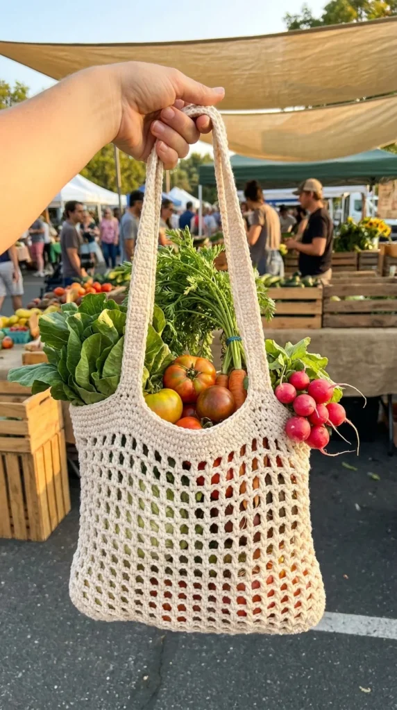 Crochet market tote bag