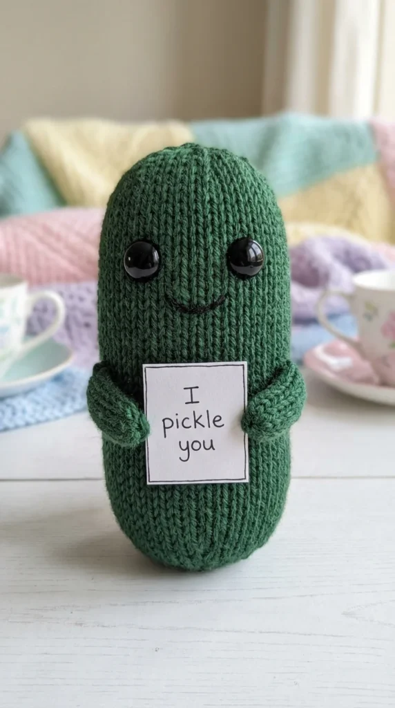 Crochet pickle emotional support gift