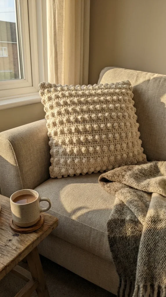 Crochet pillow cover organic cotton home