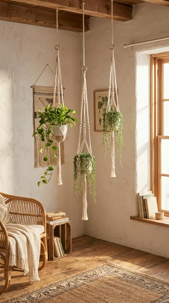 Crochet plant hanger boho