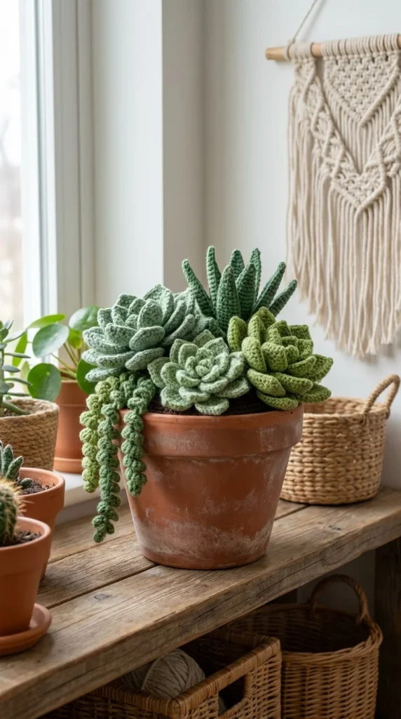 Crochet succulent beginner home décor
