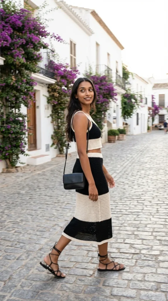 Crochet two-piece dress set