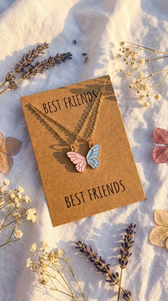DIY butterfly friendship necklace gift