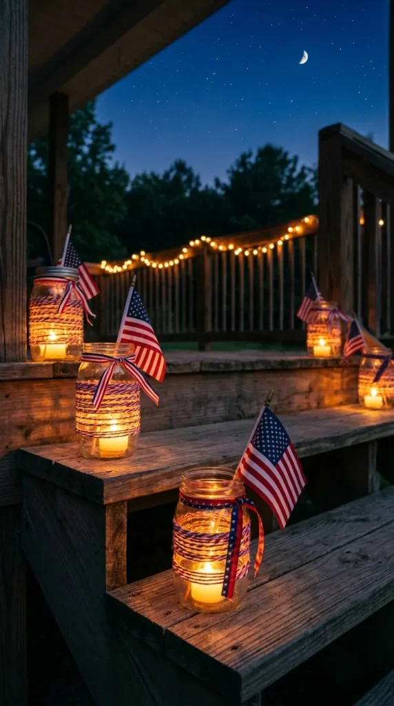 DIY mason jar luminary porch decor