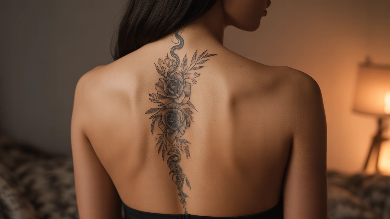 Dark Feminine Spine Tattoos