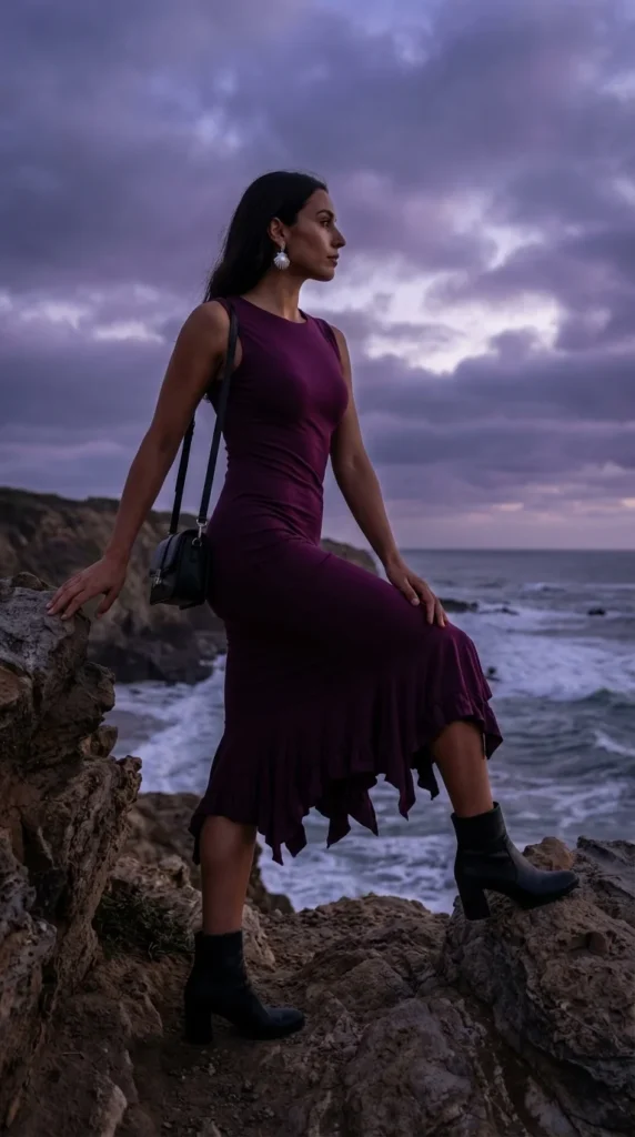 Disney villain purple midi outfit