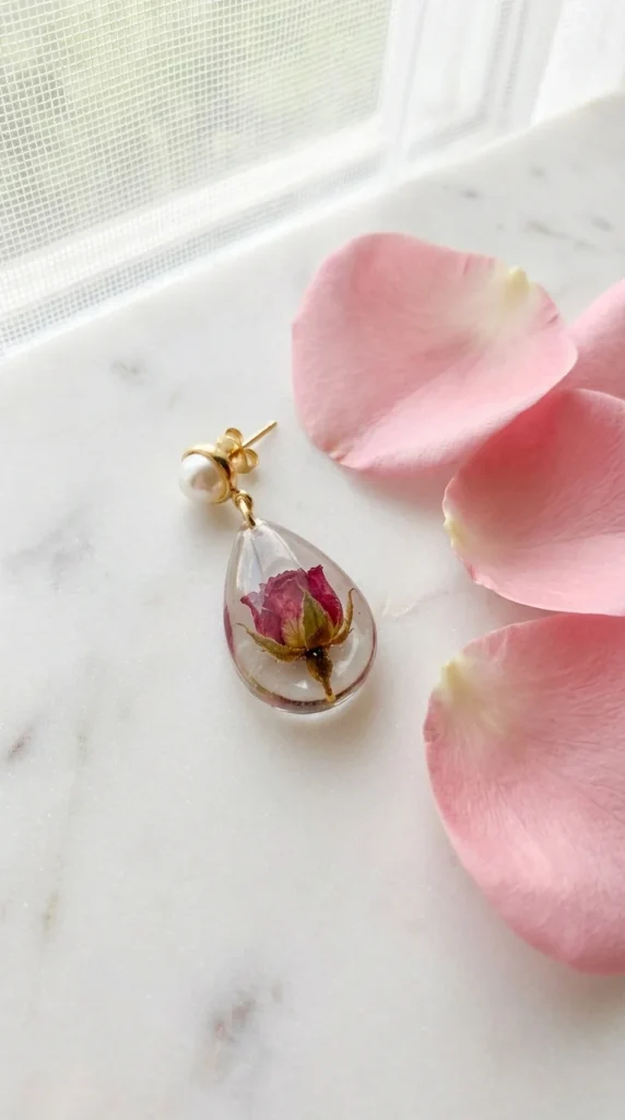 Dried flower resin earring DIY gift