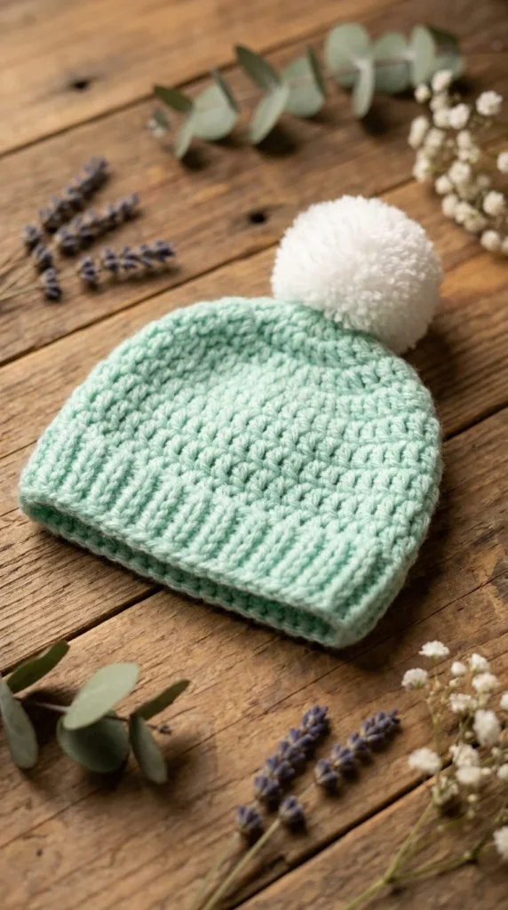 Easy crochet baby beanie gift
