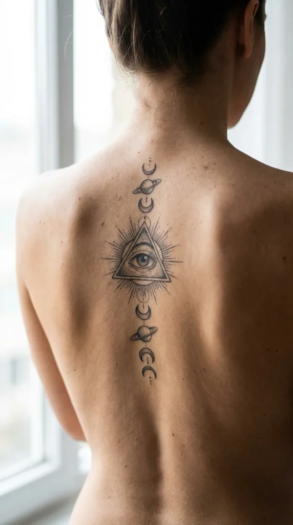 Eye of Providence spine tattoo dark feminine occult
