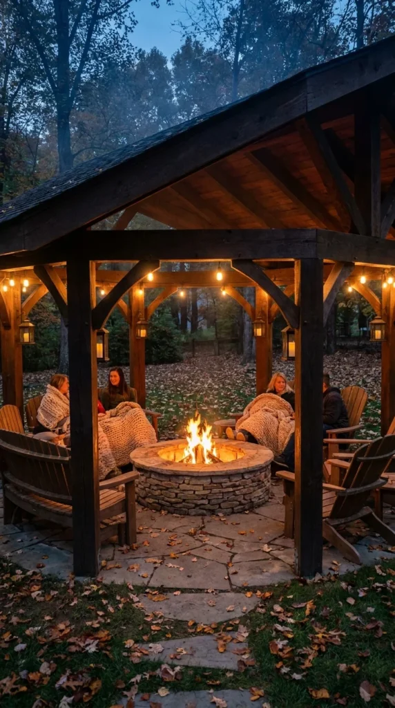 Fire pit pavilion decor