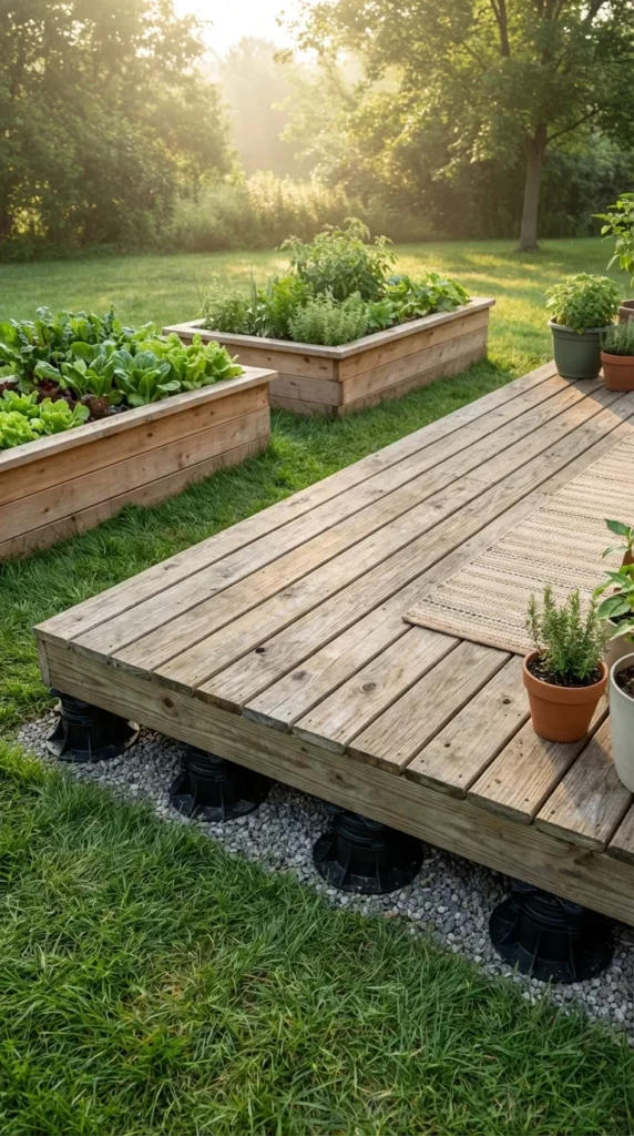 Floating deck ground level no footings