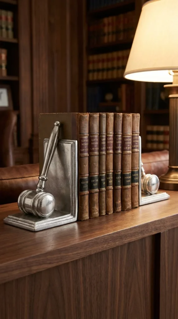 Gavel bookend set lawyer office decor