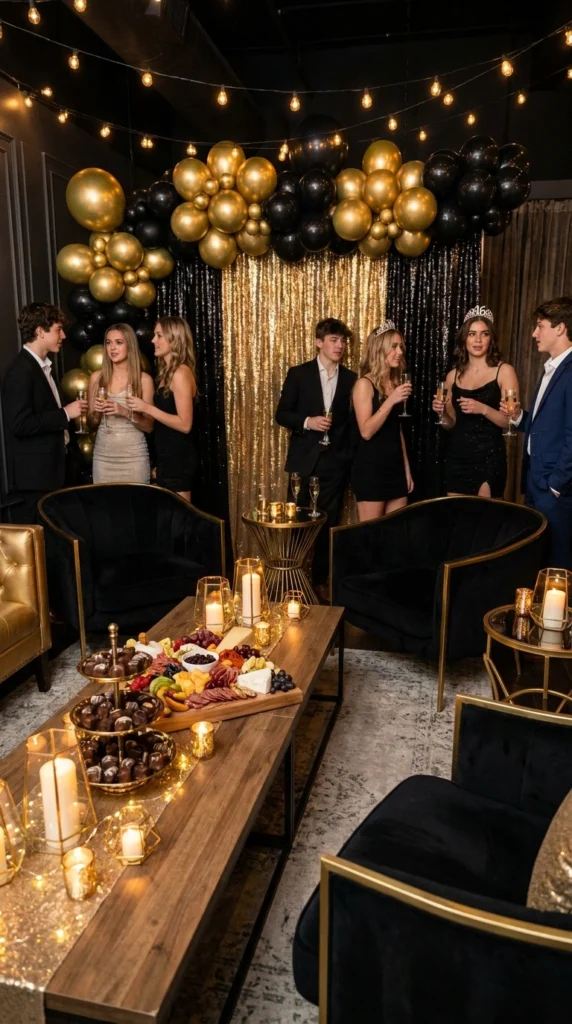Glamorous Gold & Black Tween 13th Birthday Party Decorations