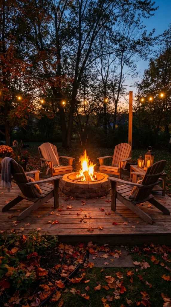Ground level deck fire pit zone