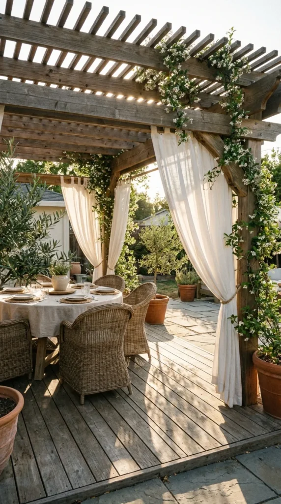 Ground level deck with pergola outdoor room