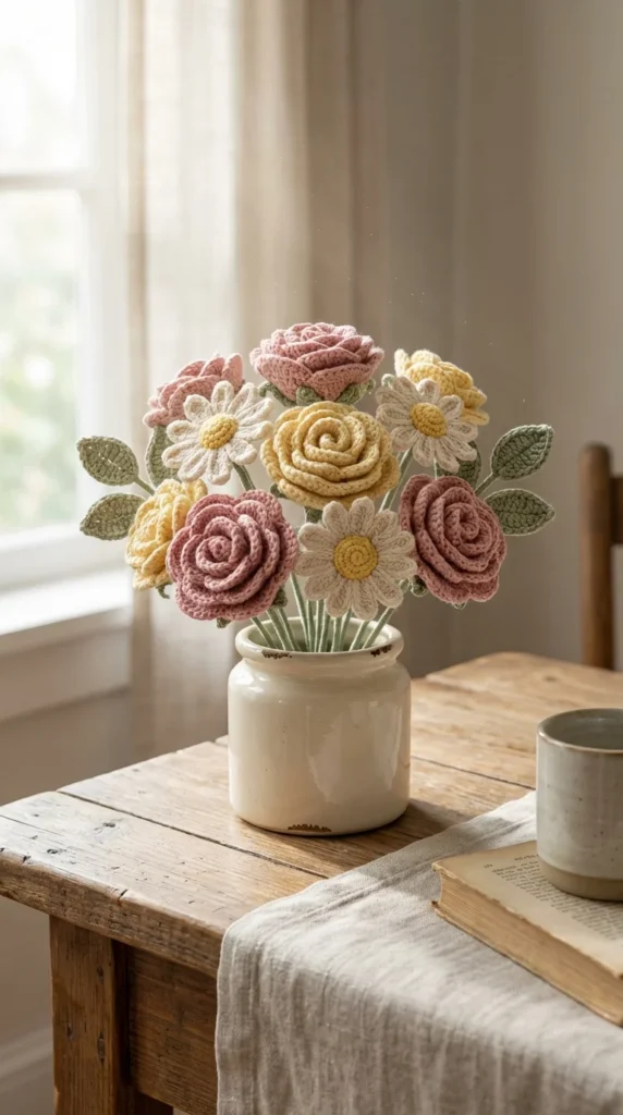 Handmade crochet flower bouquet gift