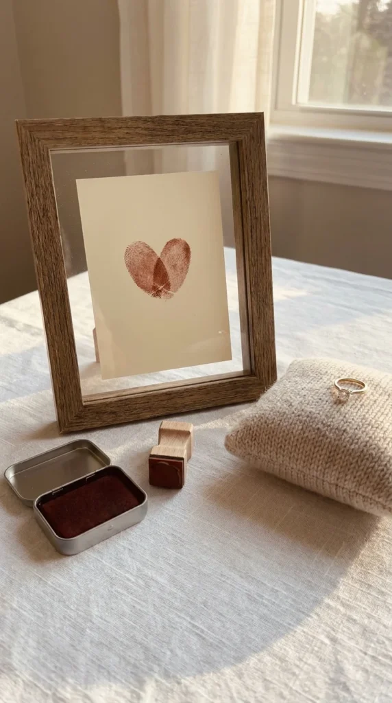Heart thumbprint engagement frame