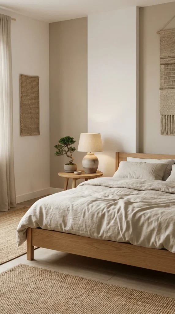 Japandi minimalist bedroom
