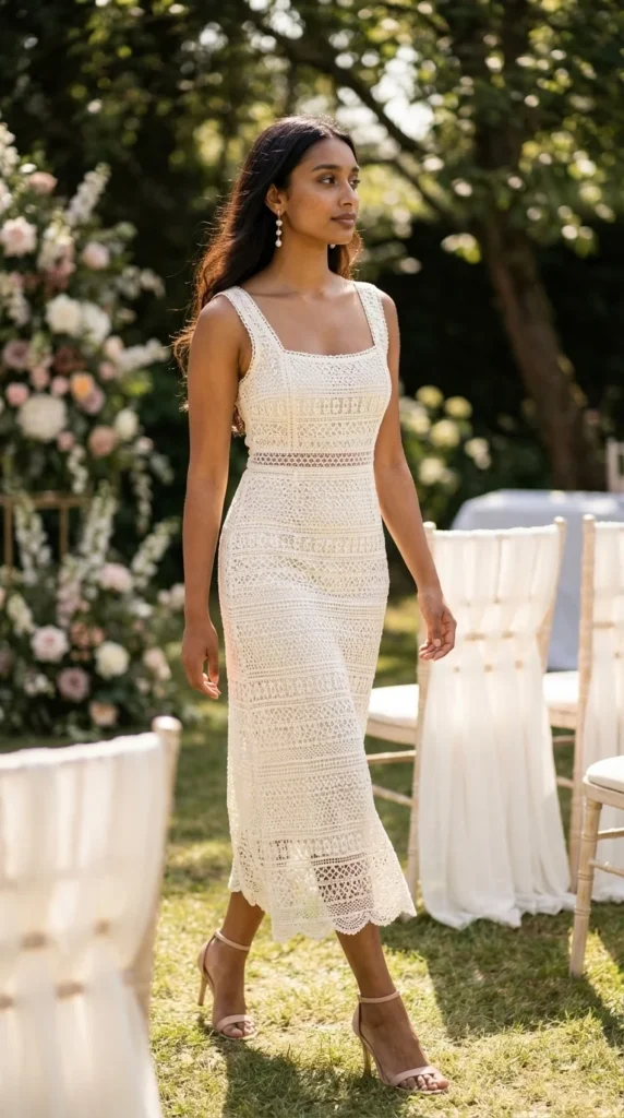 Lace crochet dress wedding guest