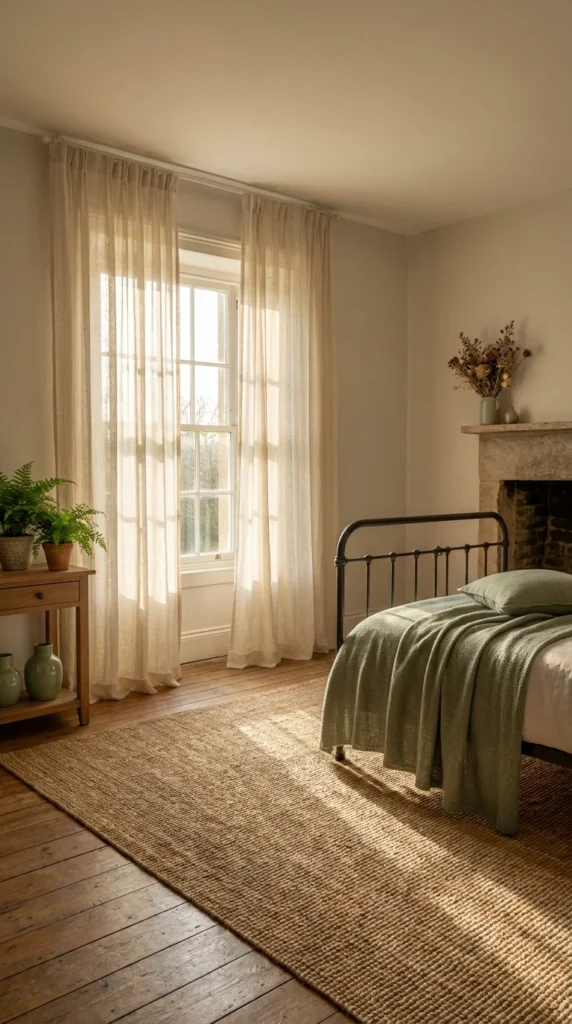 Linen curtains farmhouse style