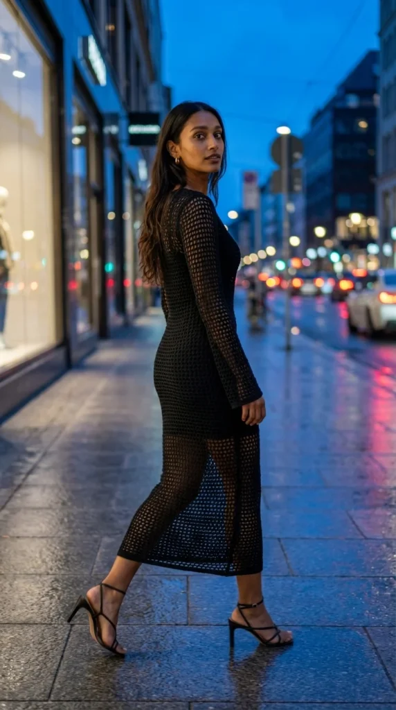 Long sleeve crochet bodycon dress