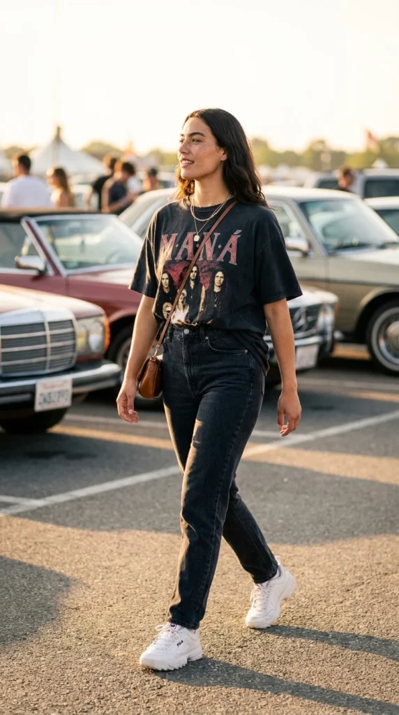 Mana concert outfit ideas band tee