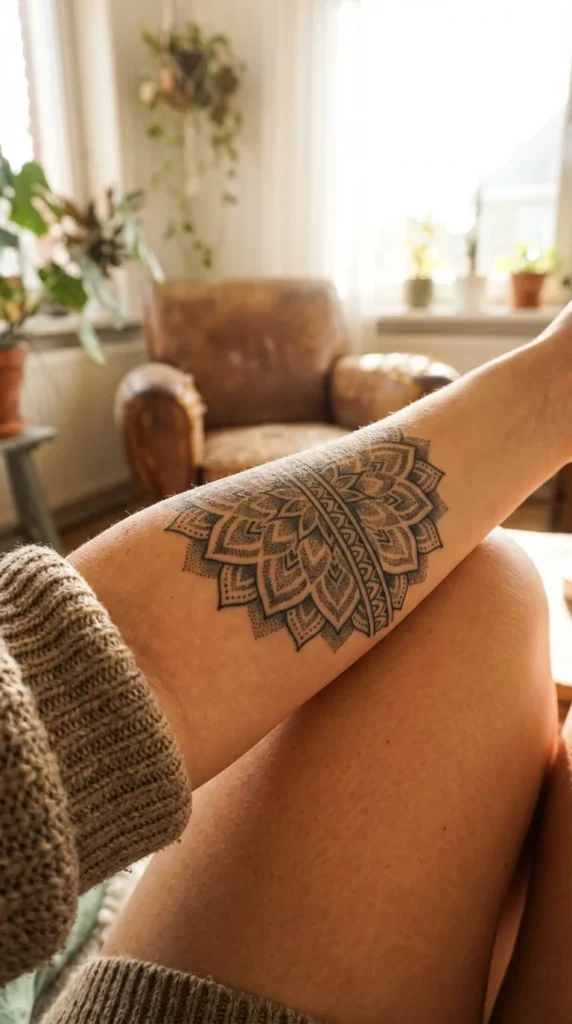 Mandala half sleeve tattoo women