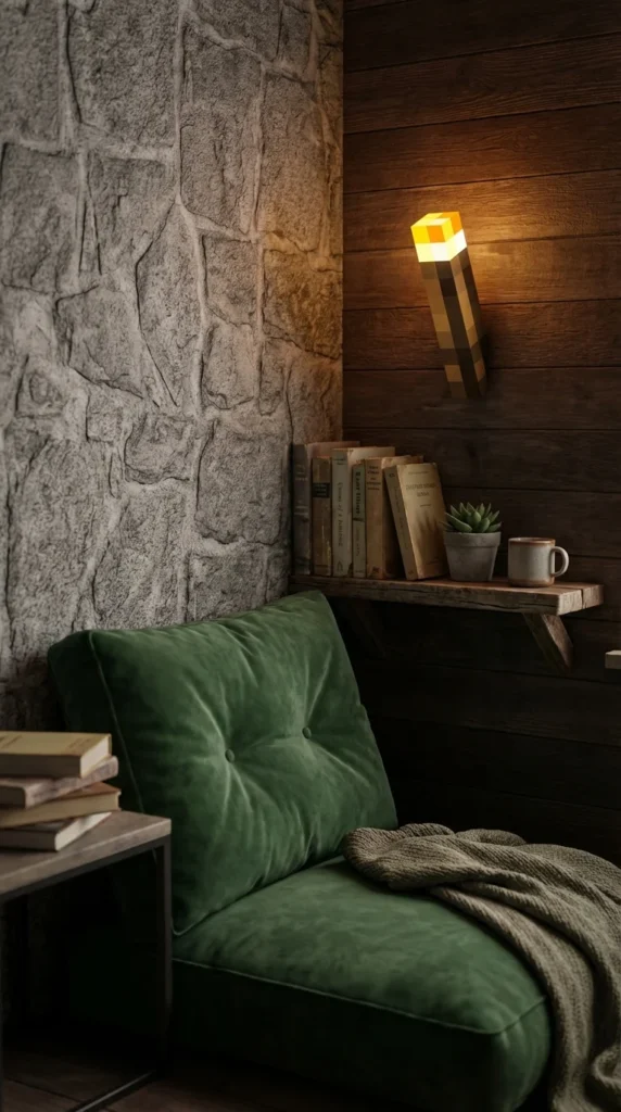 Minecraft cozy living room nook