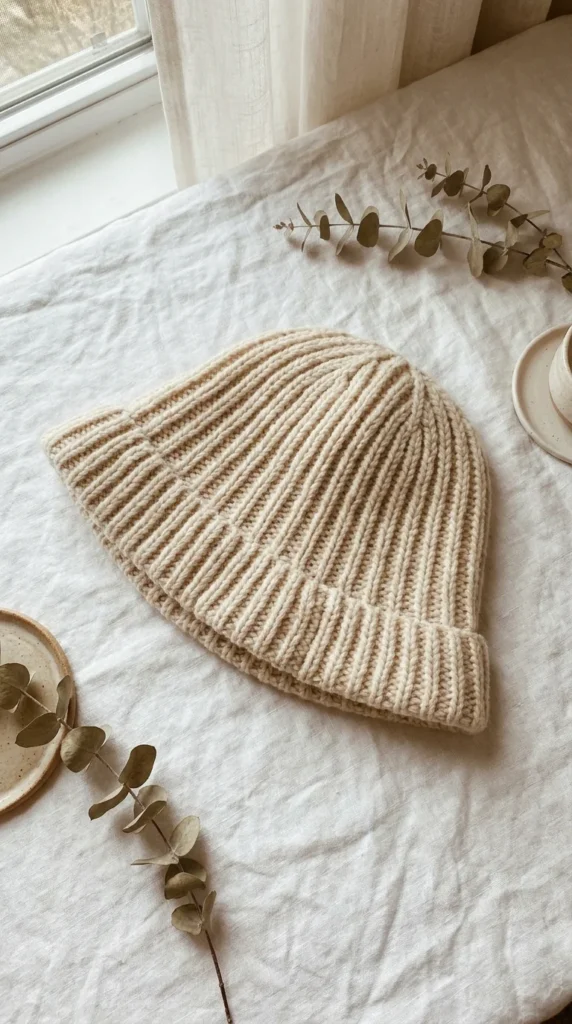 Minimalist crochet bucket hat neutral