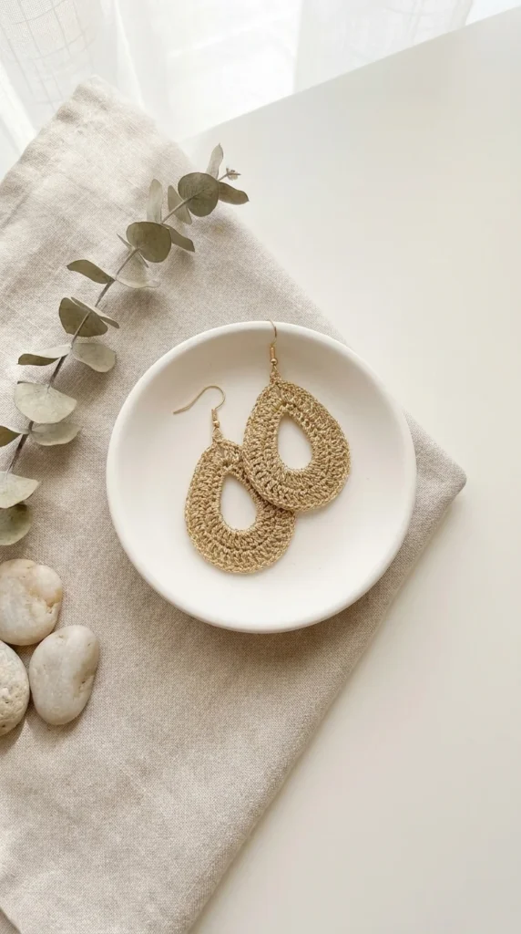 Minimalist crochet earrings accessories gold