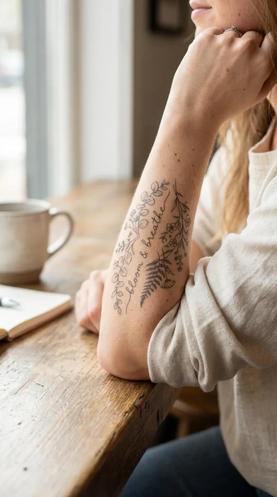 Minimalist half sleeve tattoo women