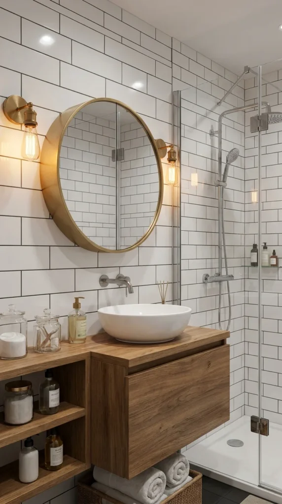 Mirrored medicine cabinet bathroom storage