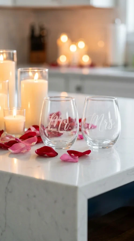 Mr Mrs engagement wine glasses
