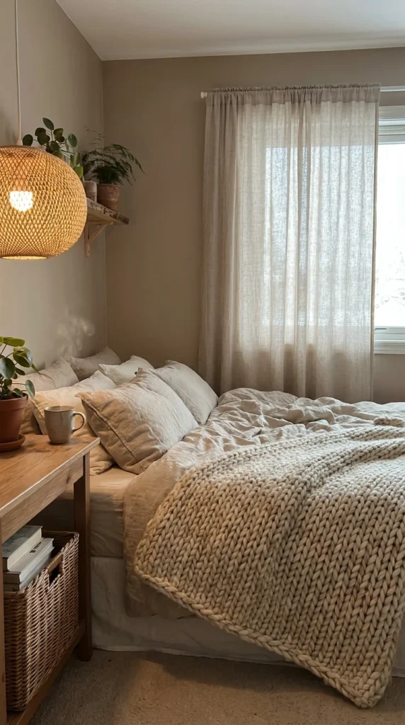 Mushroom beige cozy bedroom