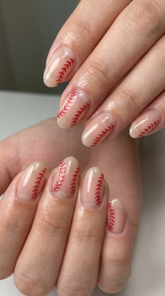 Negative space gel baseball nails