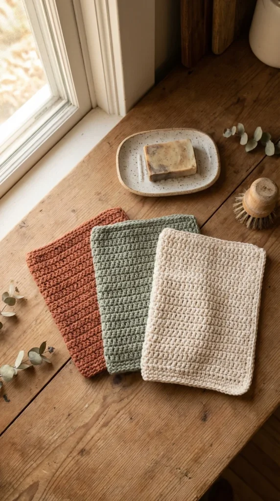 Organic cotton crochet dishcloths kitchen