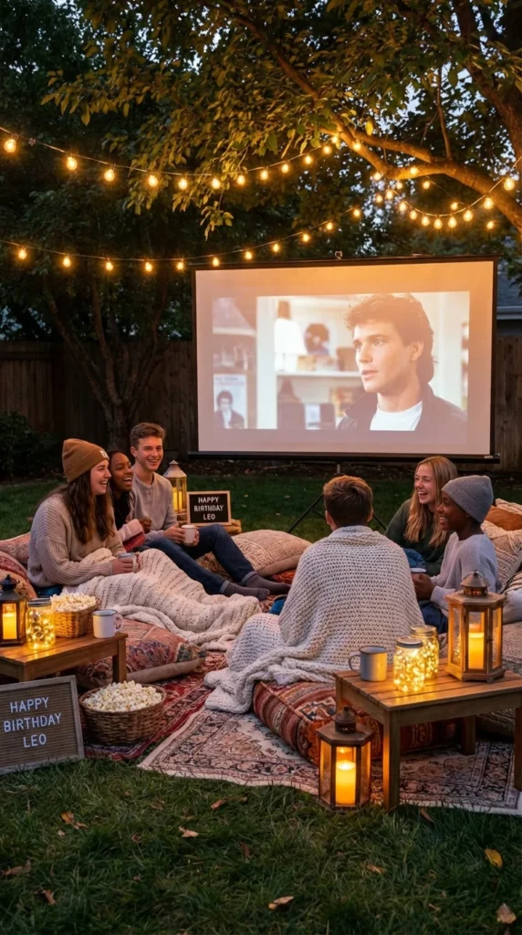 Outdoor movie birthday night