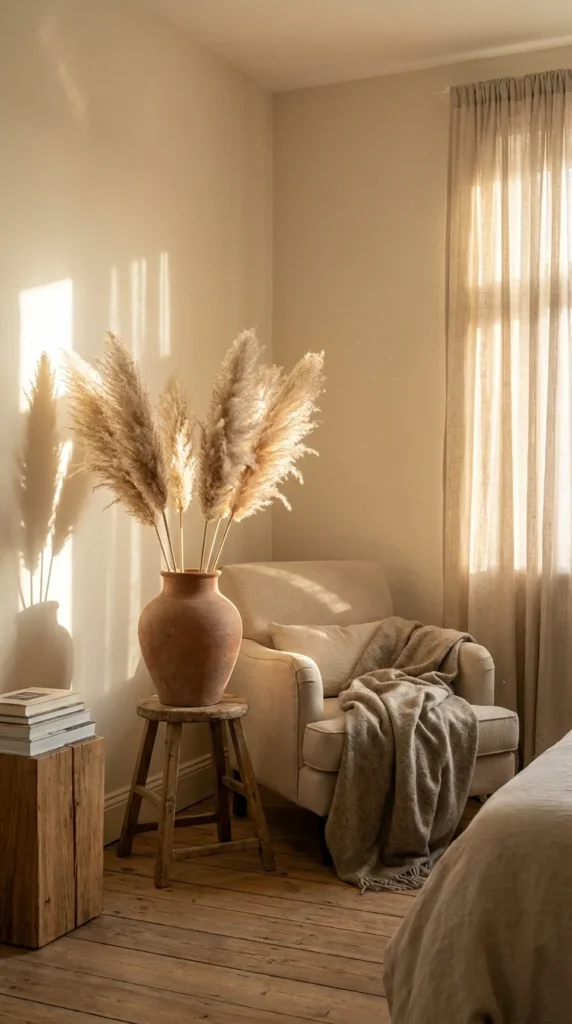 Pampas grass bedroom decor