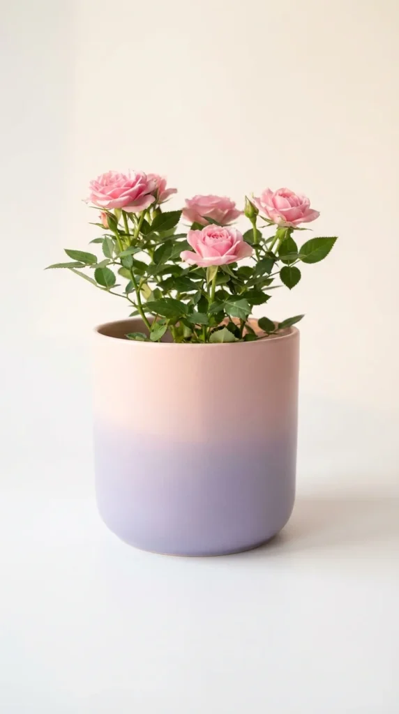 Pastel ombré painted ceramic pot