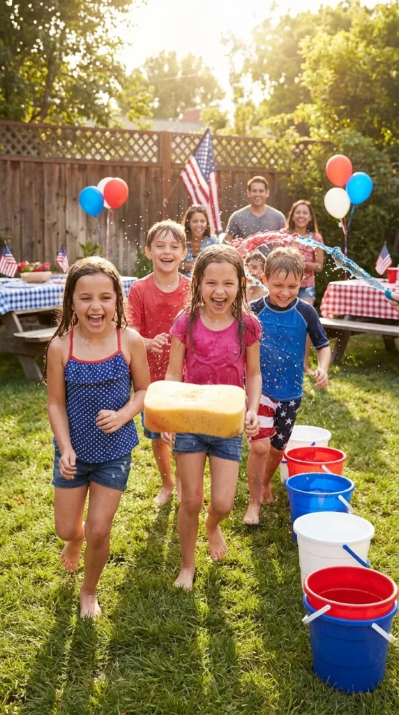 Patriotic outdoor games kids