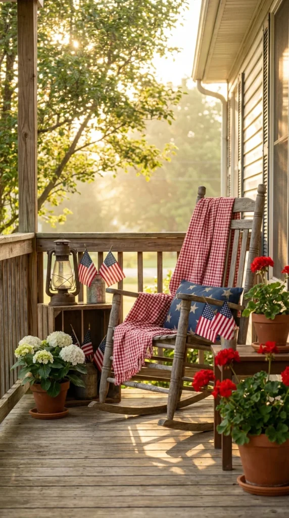 Patriotic porch vignette corner decor